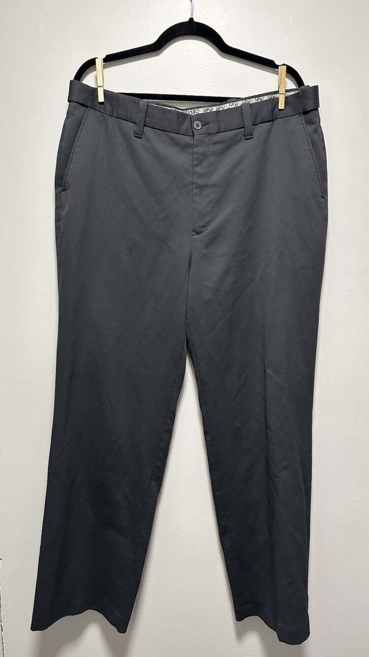 Denver Hayes Gray Flex Fit Pleated Front Pants Men's Dress Pant Trousers 38x30